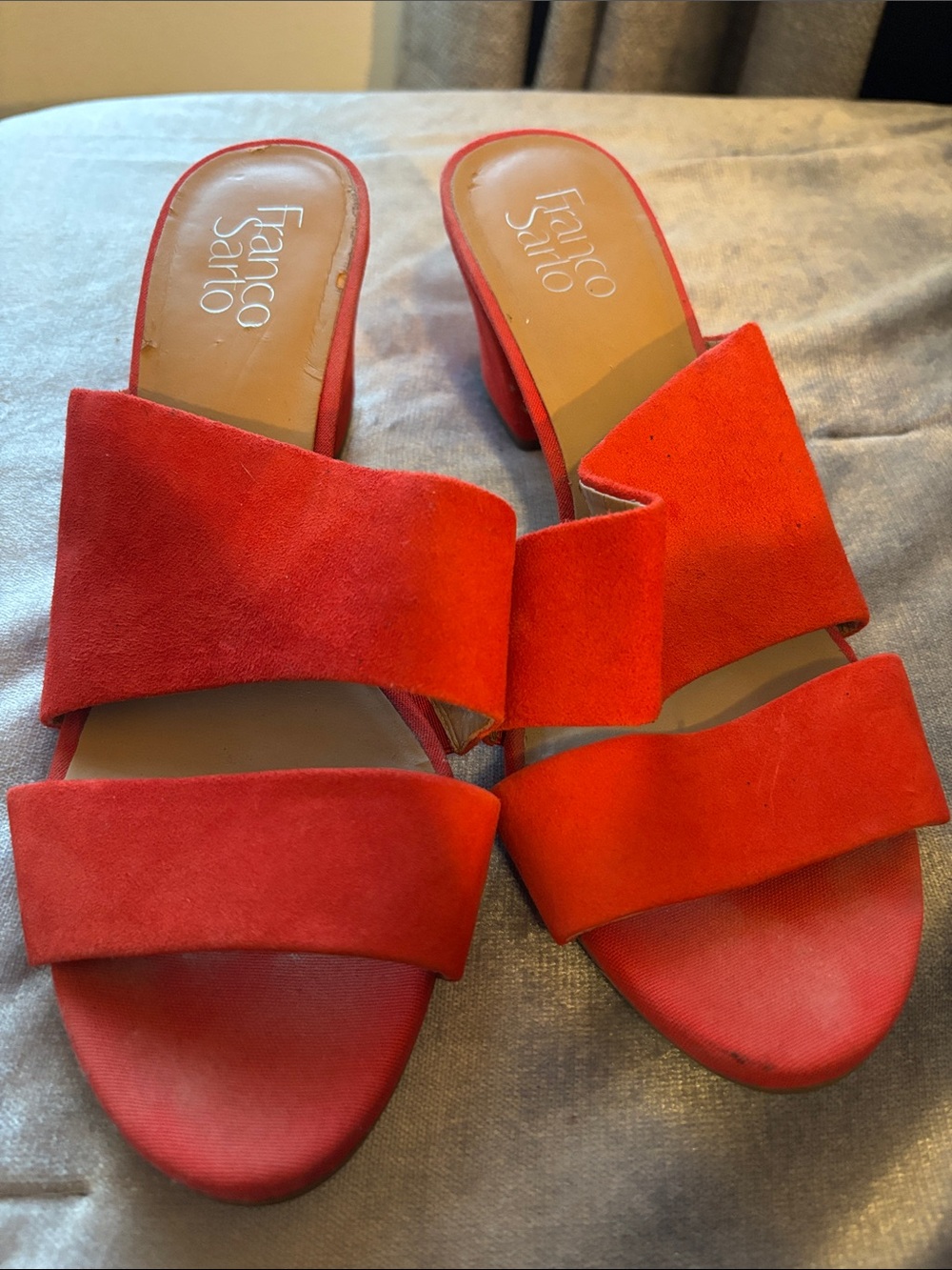 Franco Sarto Women's Red Suede Slide Sandals